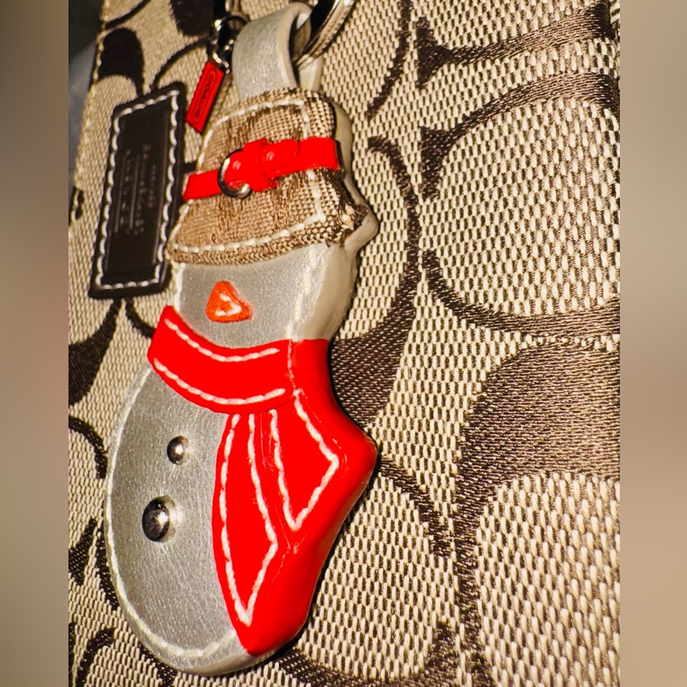 Coach 2008 Signature Snowman Keychain Bag Charm Red, White, Silver Rare - EUC - Picture 7 of 8